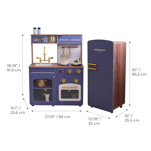 Blue Play Kitchen with Sink, Oven, Fridge & 14 Pcs Accessories U615325