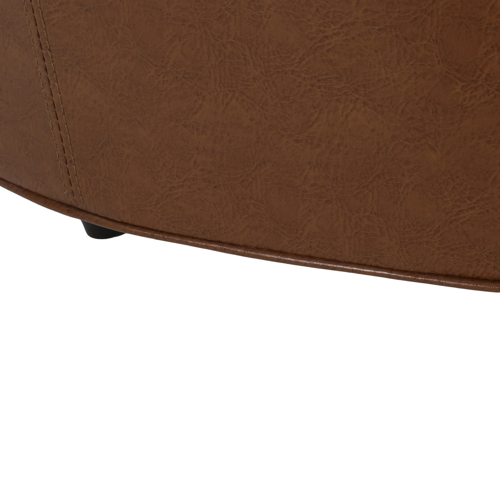 Cognac Brown Large Faux Leather Ottoman S6328
