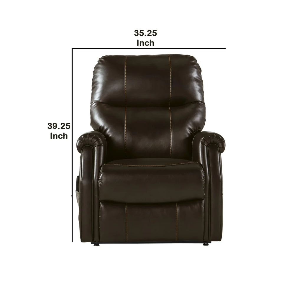 Brown Power Lift Recliner with Tufted Back L4645