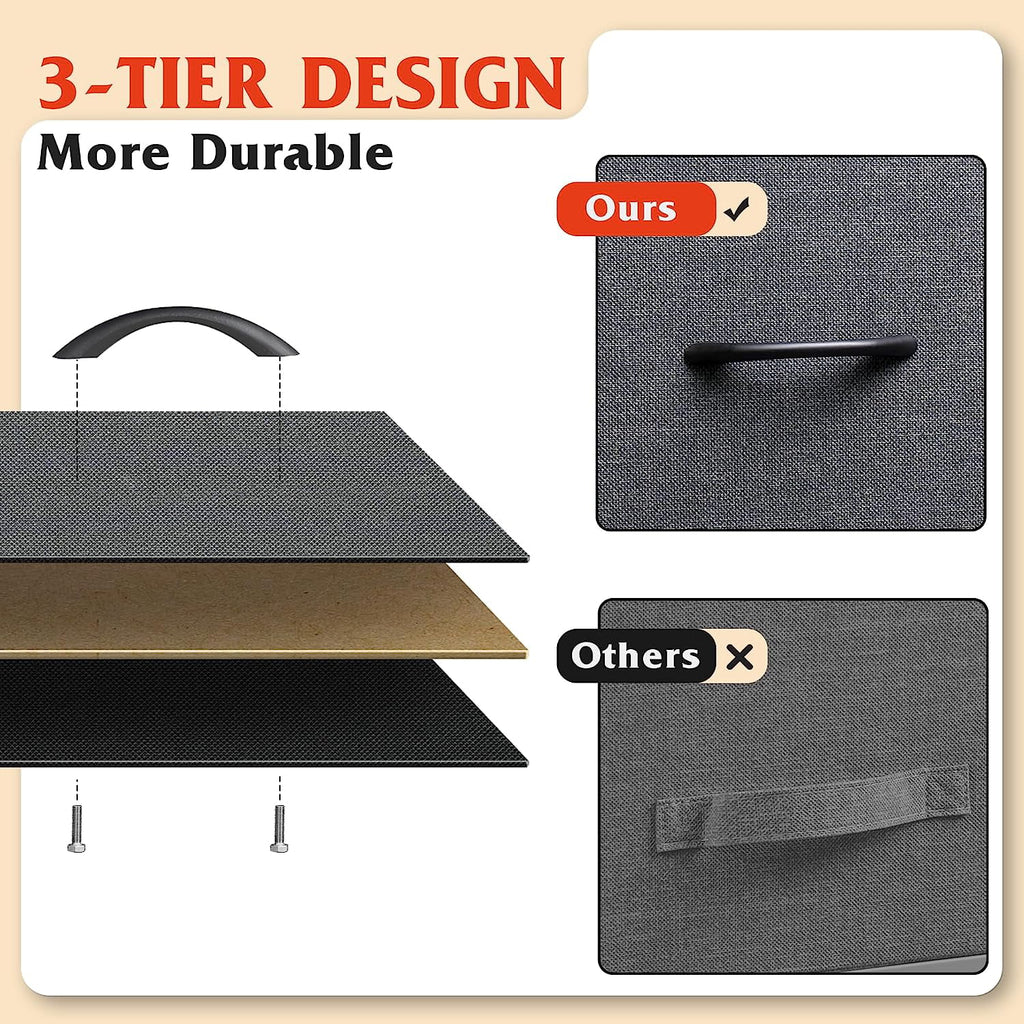 Dark Grey 5 Fabric Drawer Dresser TV Stand E8014