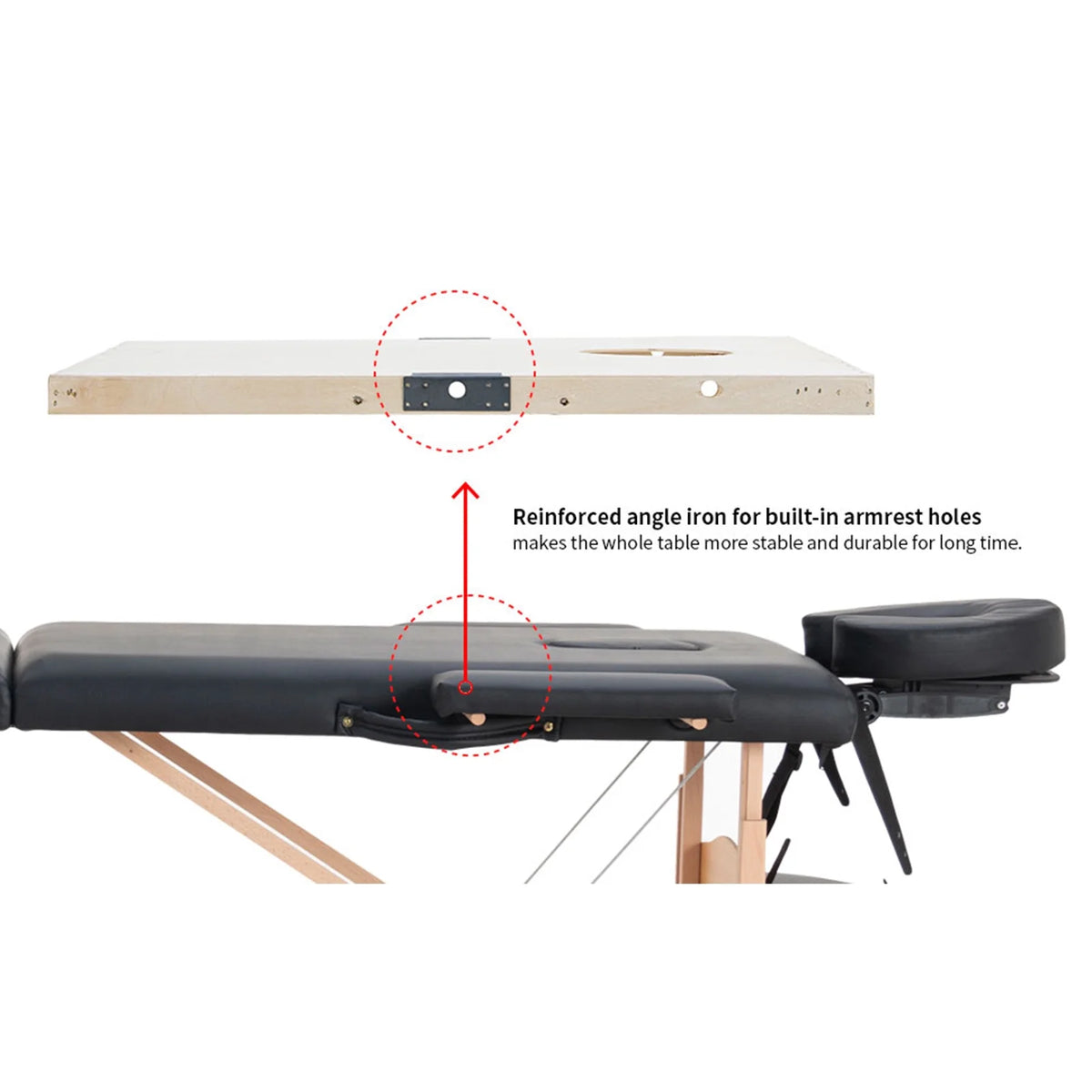 Portable 3 Folding Black Massage Table with Carry Case M7906