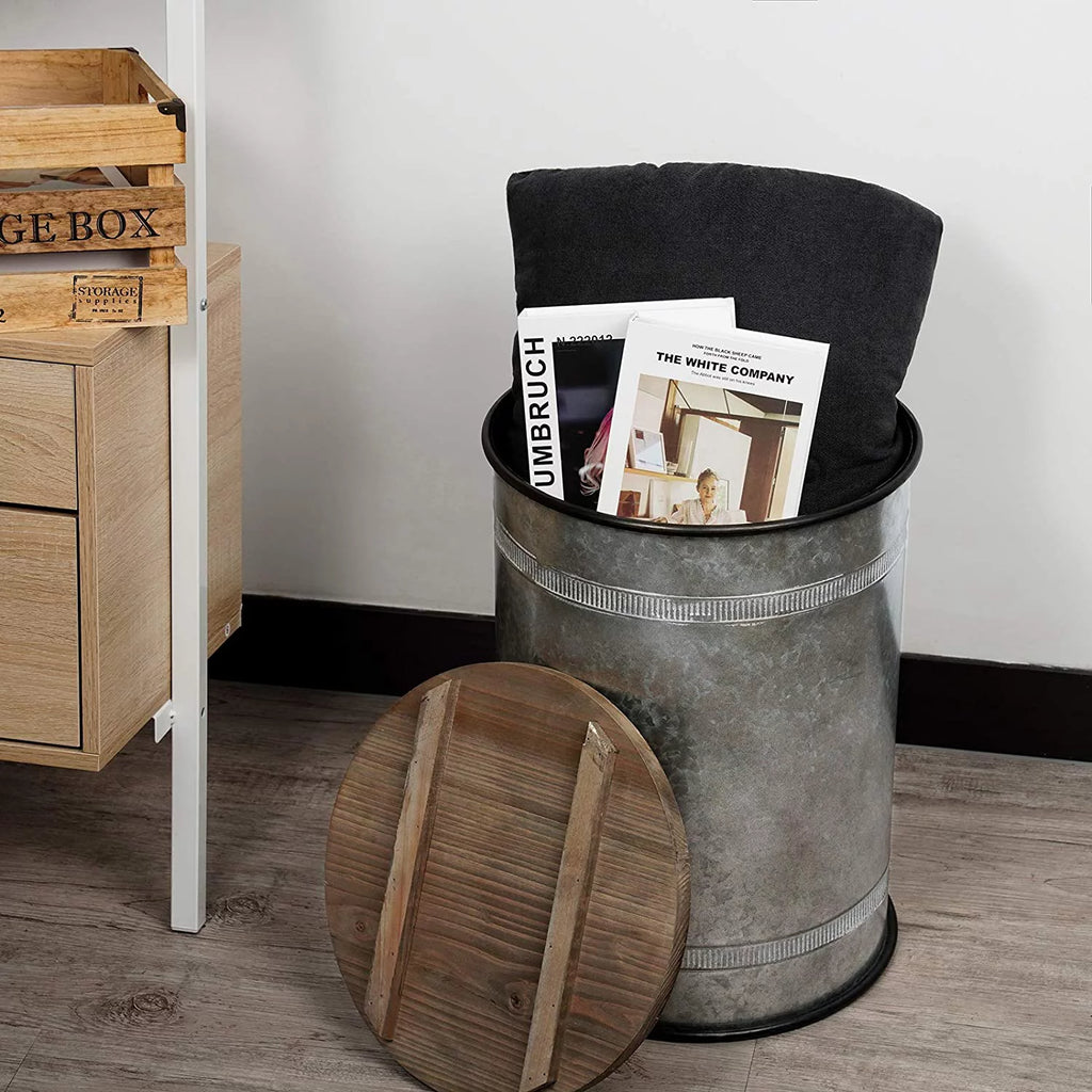 2 Piece Storage Side Table with Round Wood Lid R771