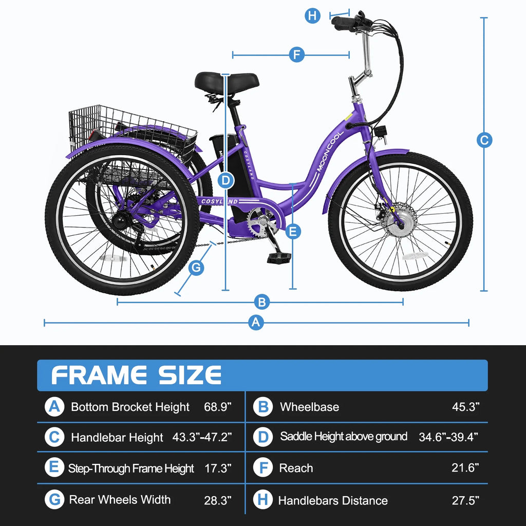 24'' 500W 7-Speed Electric Tricycle with Removable Battery I9547