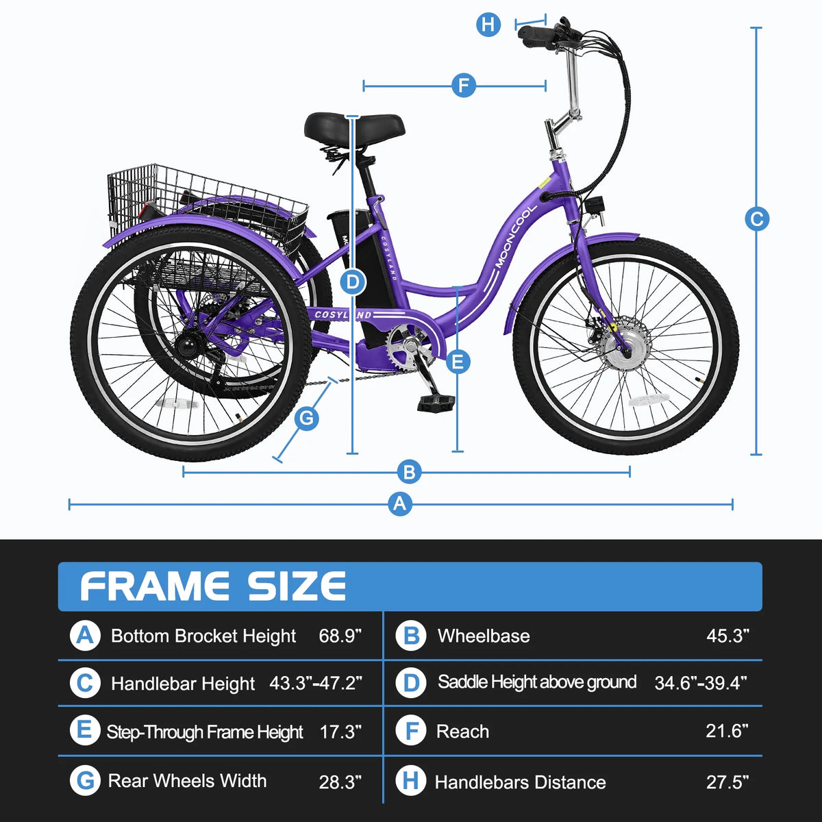 24'' 500W 7-Speed Electric Tricycle with Removable Battery I9547