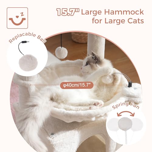 32 Inches Gray Cat Tree with Hammock and Scratching Post N431454