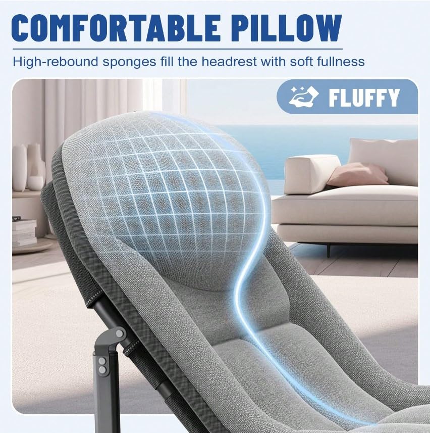 Portable Folding Camping Cot with Pillow Adjustable Backrest Z936668