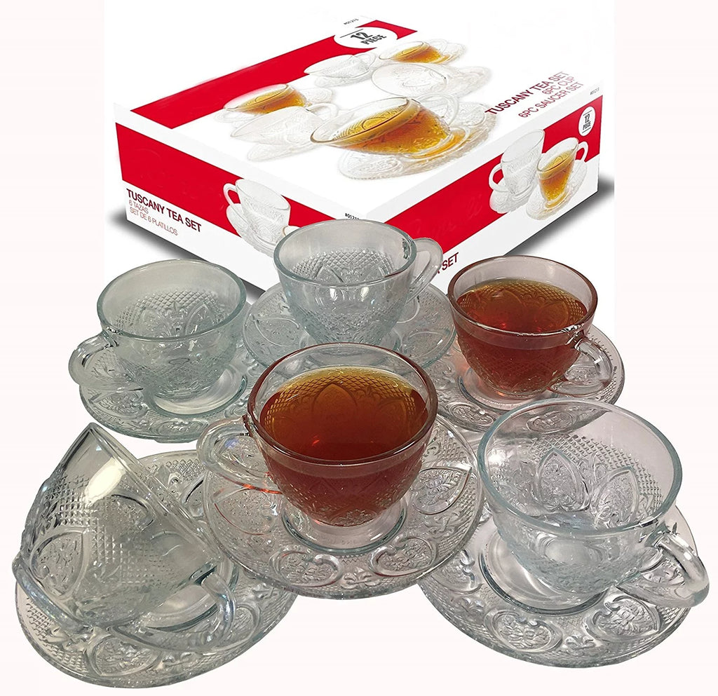 Glass 12 Piece Cup & Saucer Set Z806
