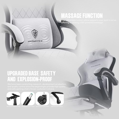 Beige Fabric Ergonomic Gaming Chair with Footrest X497087