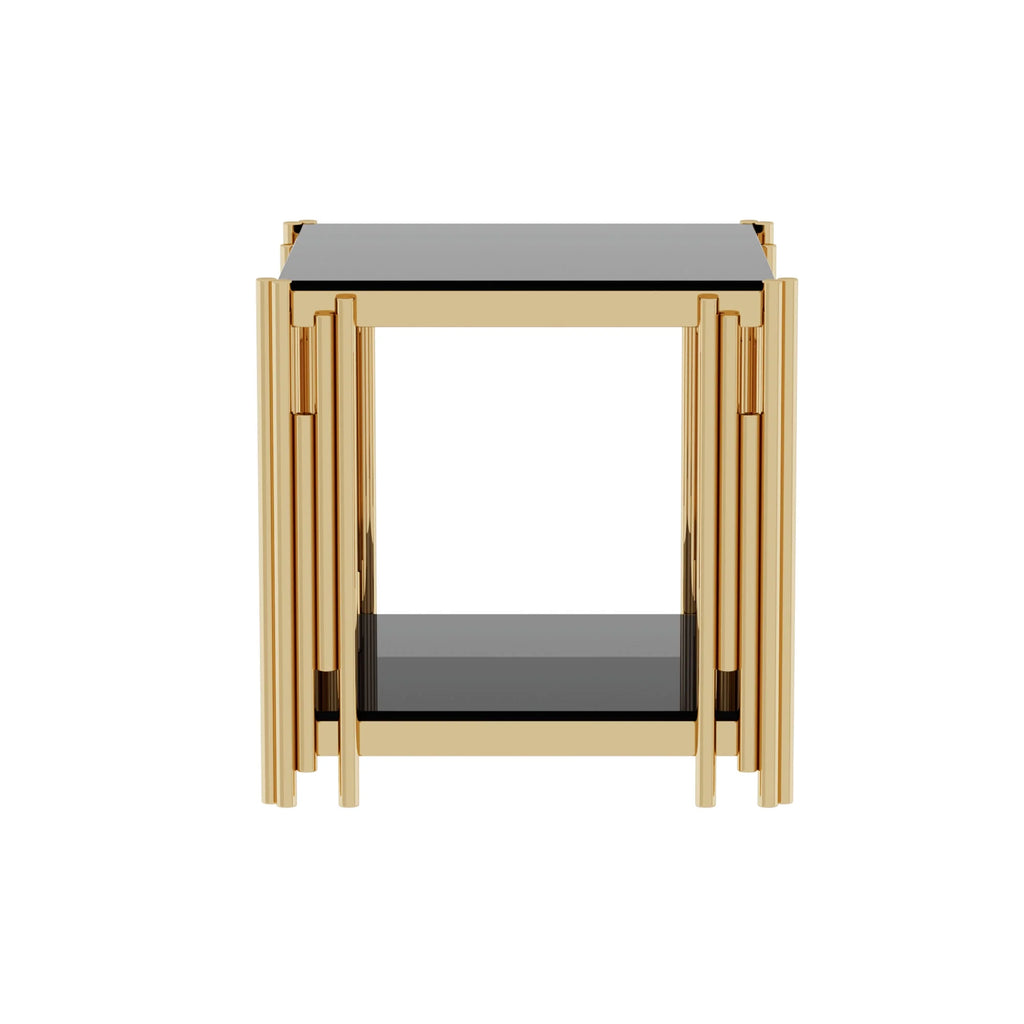 Stainless Steel Square Glass End Table R699