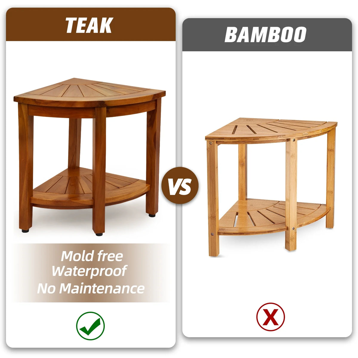 Teak Shower Bench with Shelf A99108