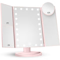 White Trifold Makeup Mirror with Lights L8825