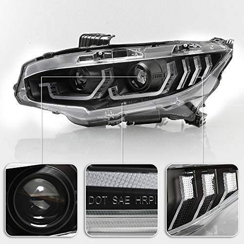Black LED Projector Headlights Assembly U687827