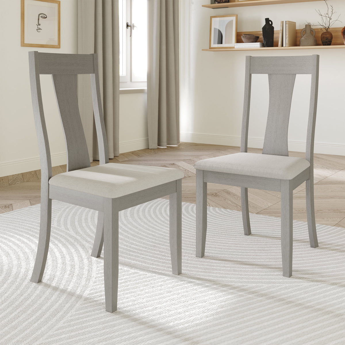 Minimalist Wooden Dining Chair Set of 2 White Y23361