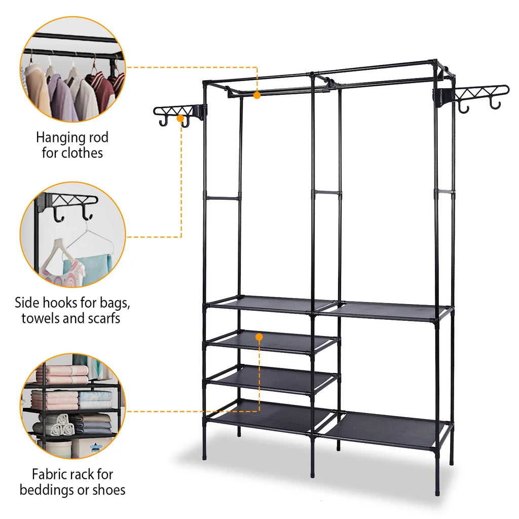 Heavy Duty Freestanding Clothing Rack Black P66525