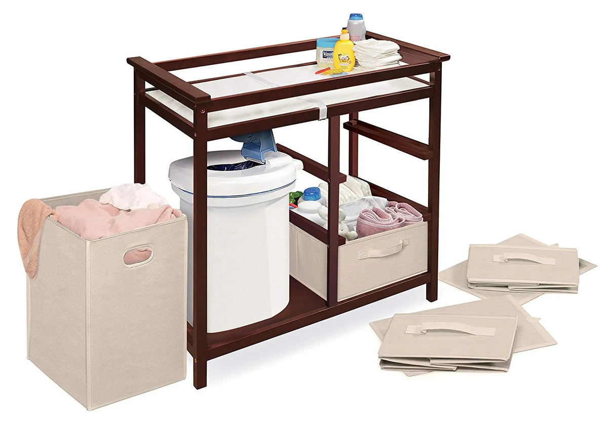 Cherry Changing Table with Three Baskets & Hamper E615