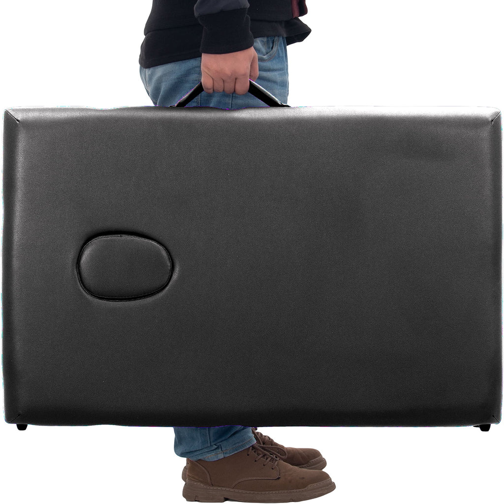 Portable 3 Folding Black Massage Table with Carry Case M7906
