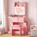 White Makeup Vanity Desk with Lighted Mirror and Chair X99870