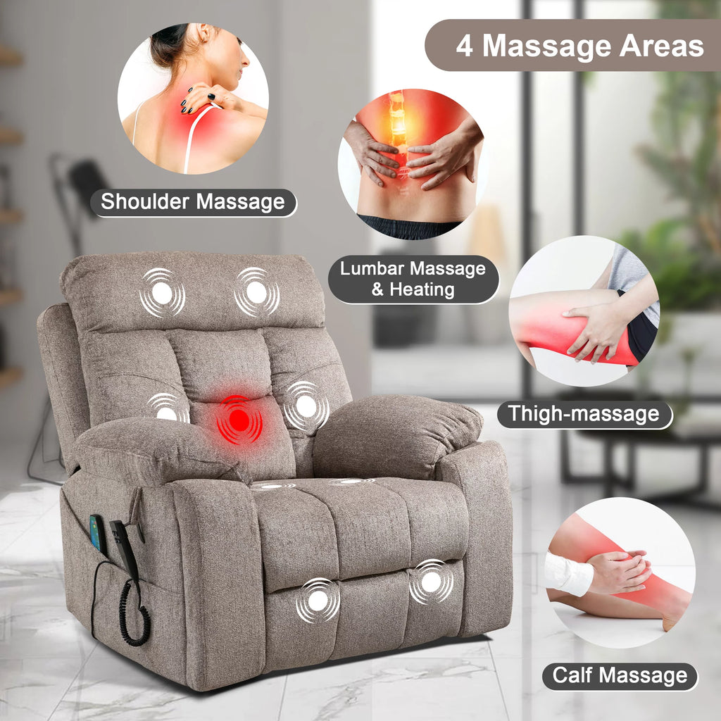 Oversized Dual Motor Power Lift Recliner Chair with Massage and Heat F178289
