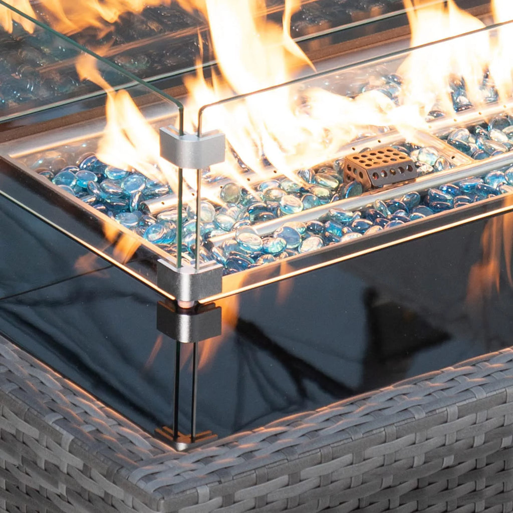 7 Pcs Wicker Outdoor Furniture with Fire Pit Table A82495