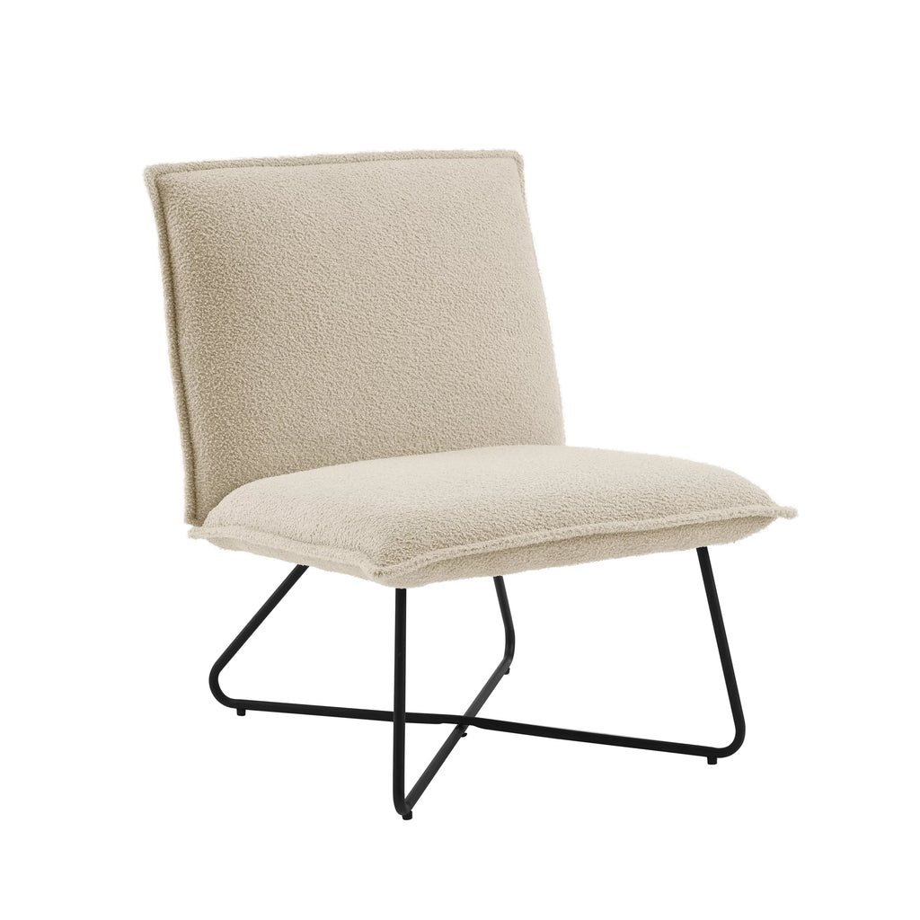 Beige Sherpa Accent Chair with Black Metal Legs X71889