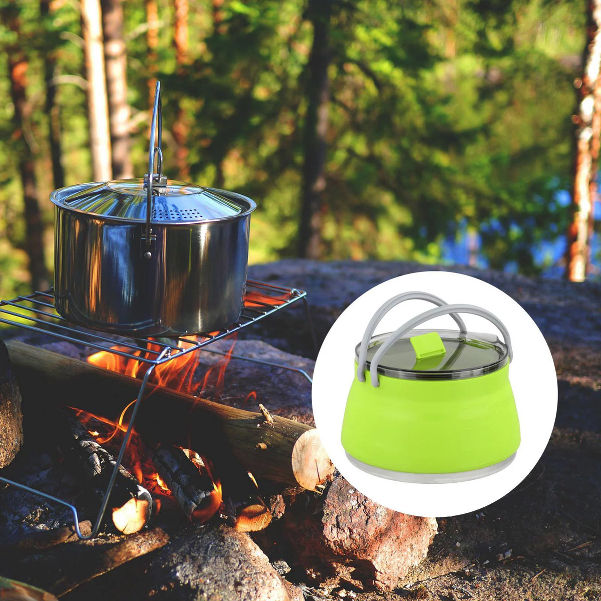 Foldable Collapsible Cooking Pot Camping Kettle U5586