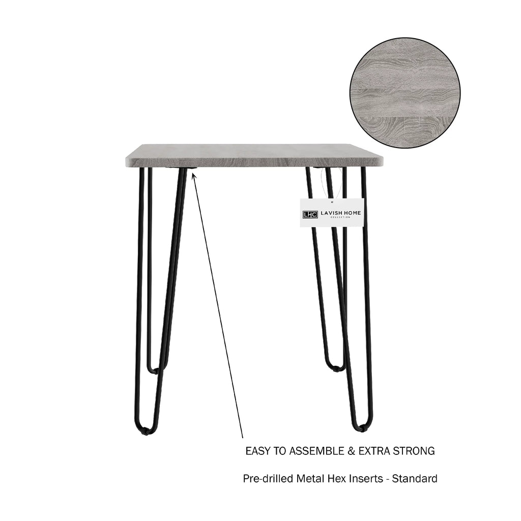 Modern End Table with Hairpin Legs and Woodgrain Finish Gray R697