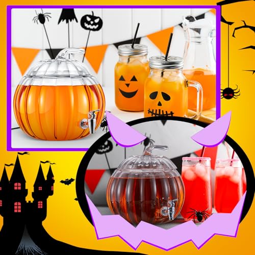2 Pack 2 Gallon Glass Pumpkin Drink Dispenser with Spigot G69806