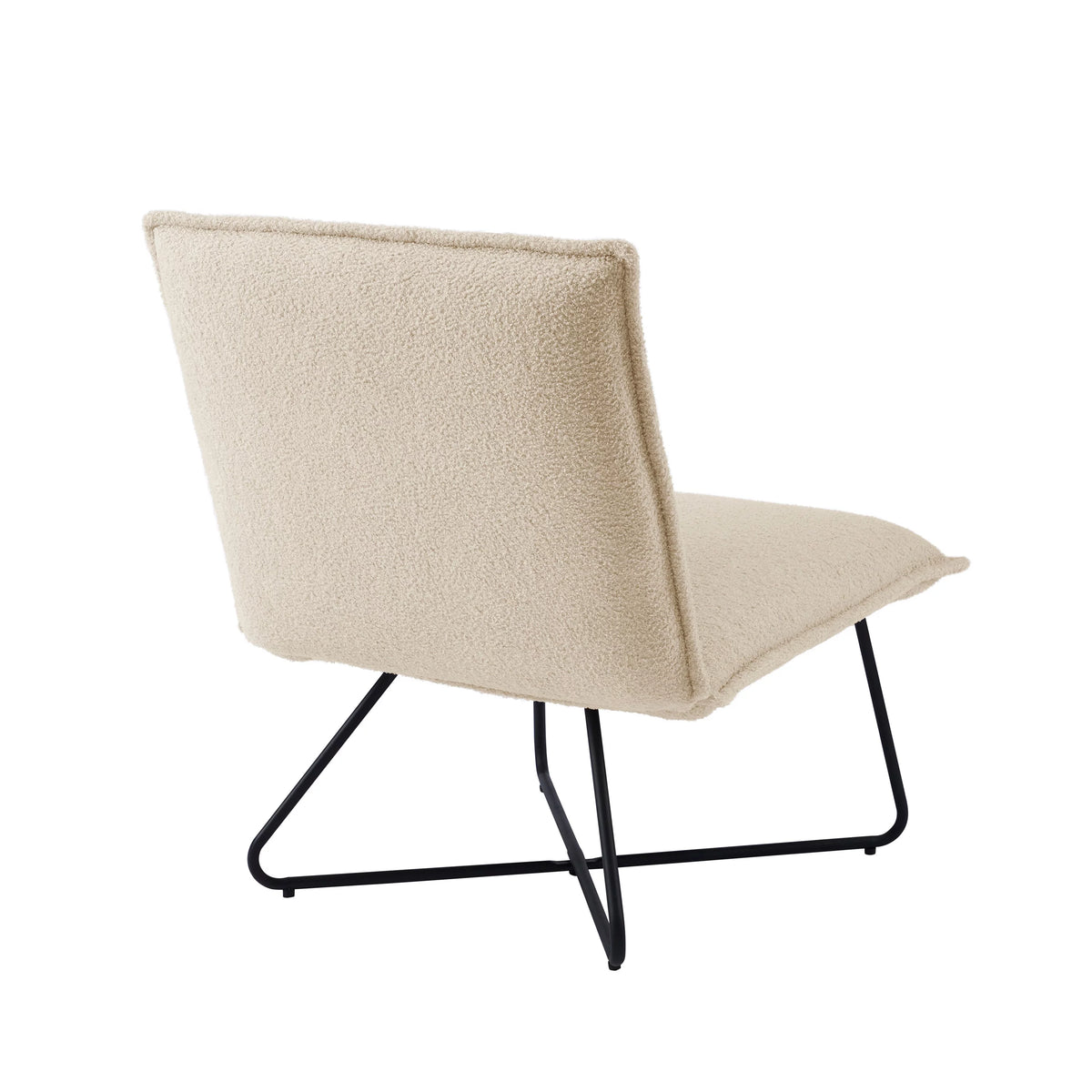 Beige Sherpa Accent Chair with Black Metal Legs X71889