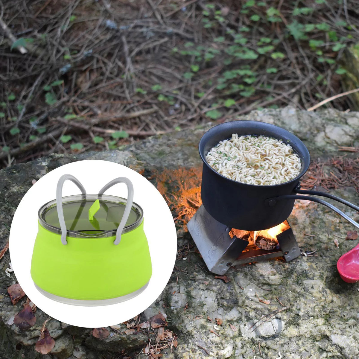 Foldable Collapsible Cooking Pot Camping Kettle U5586