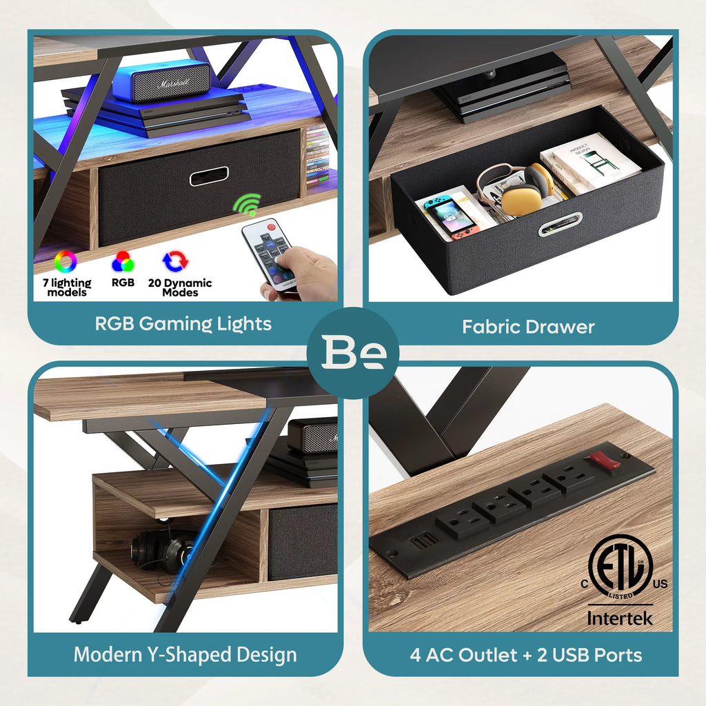Modern TV Stand with LED & Outlets for TVs up to 65" L60670