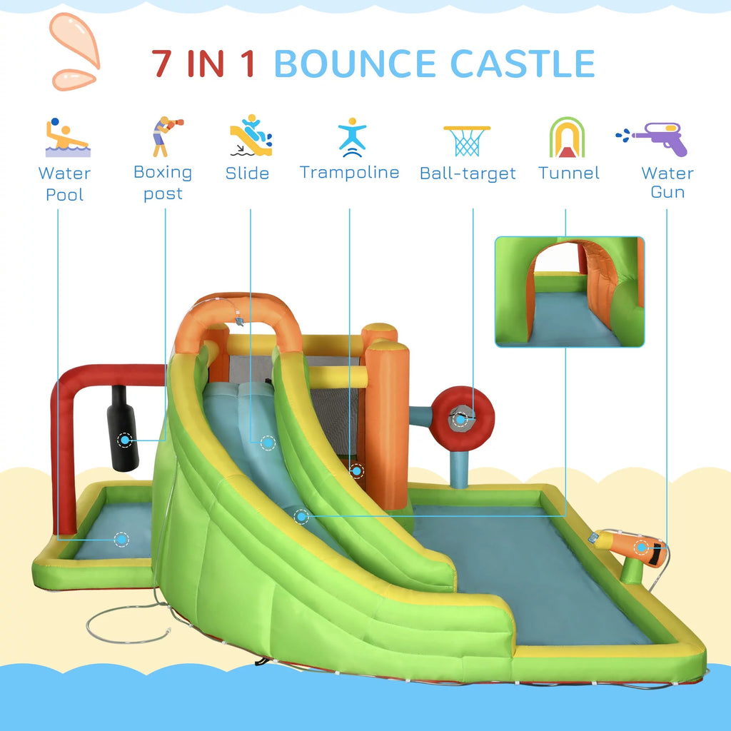 7-in-1 Inflatable Water Slide Bounce House with Carry Bag N1803