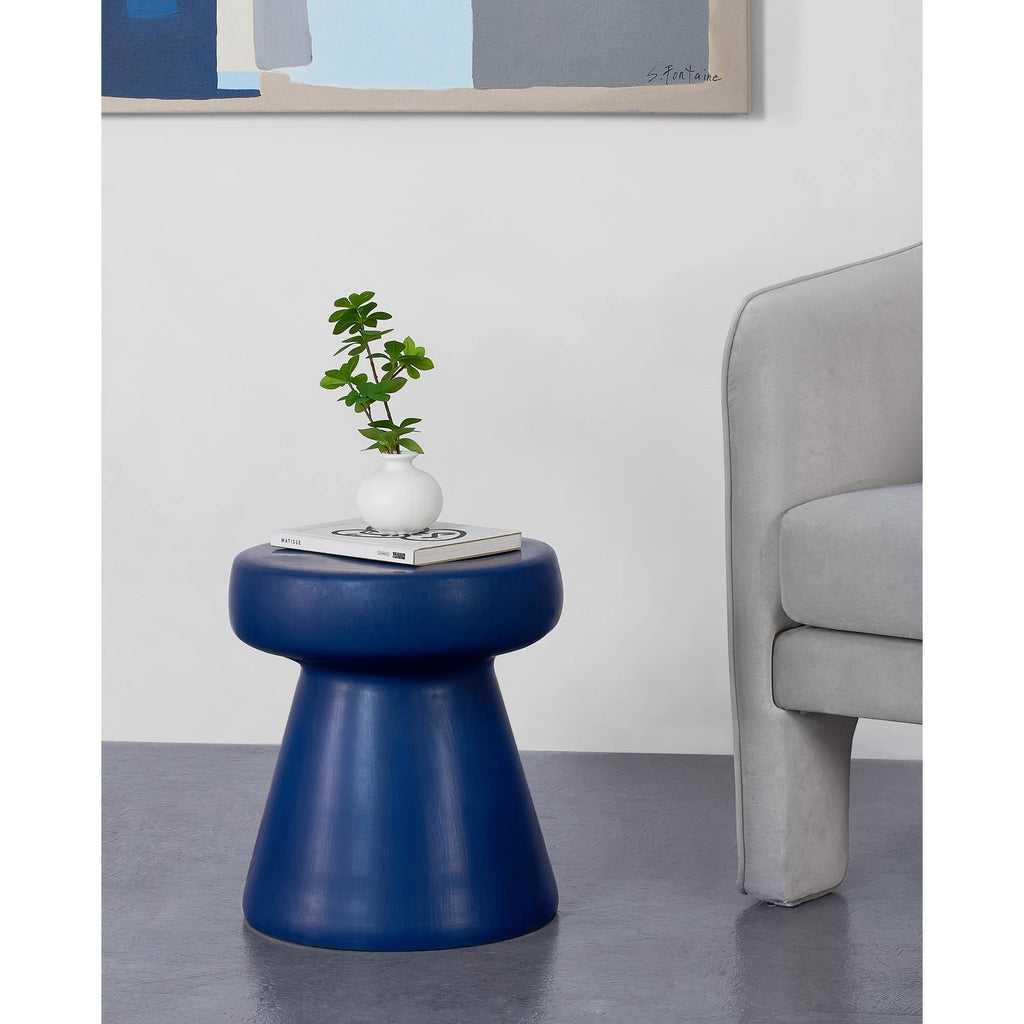 Ceramic Mushroom Outdoor Side Table 16" Navy Blue P95607