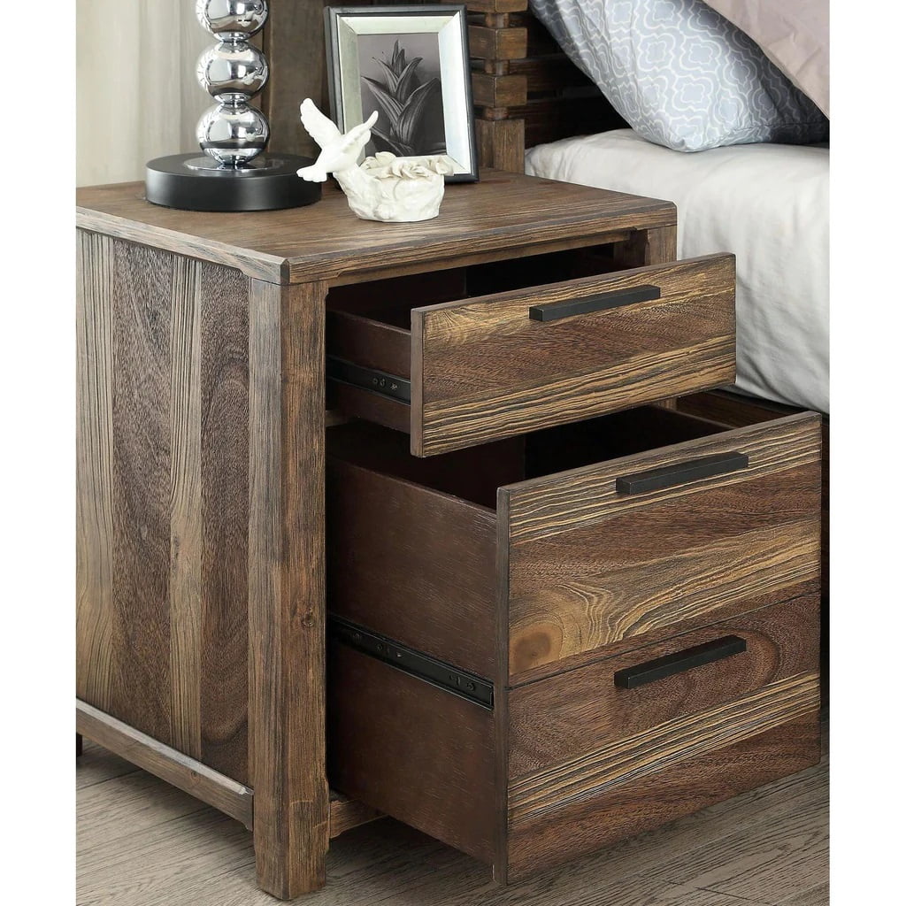 1pc Solid Wood Nightstand with Felt Lined Drawers U481