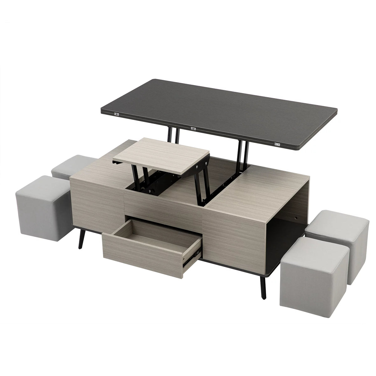 5 Pieces Lift Top Coffee Table Set with Storage D184141