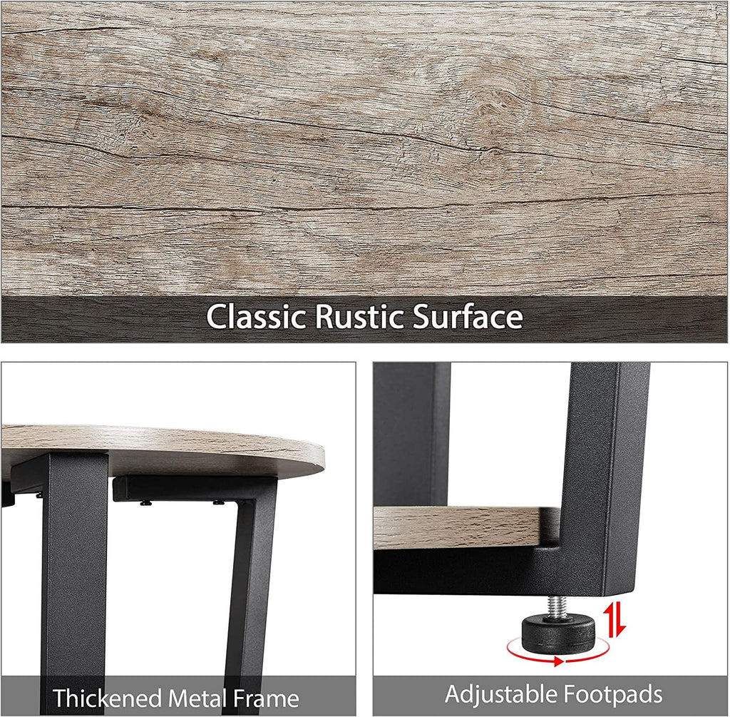 2-Tier Round End Tables Set of 2 with Metal Legs Gray I708