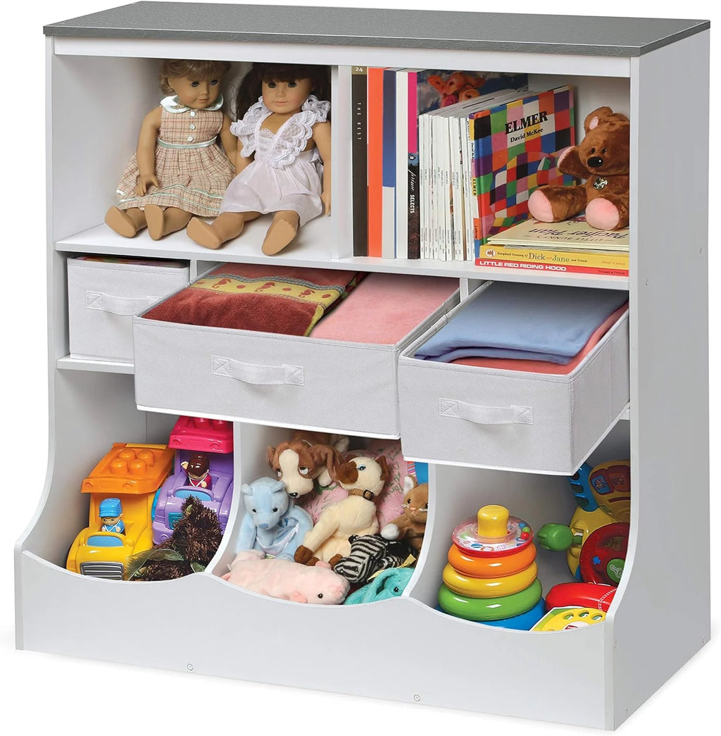 Toy Storage Unit and Book Shelf with 3 Baskets V3571