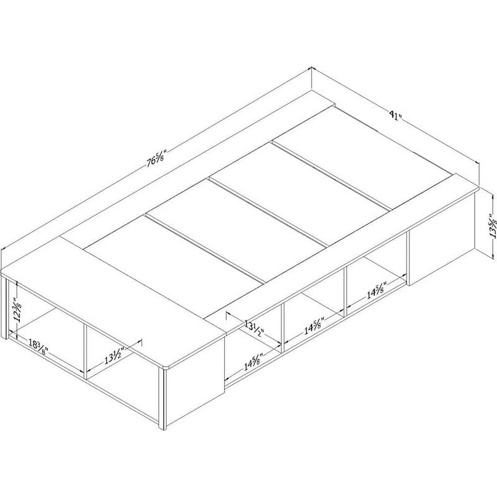 Black Wood Twin Platform Bed with Baskets E8625