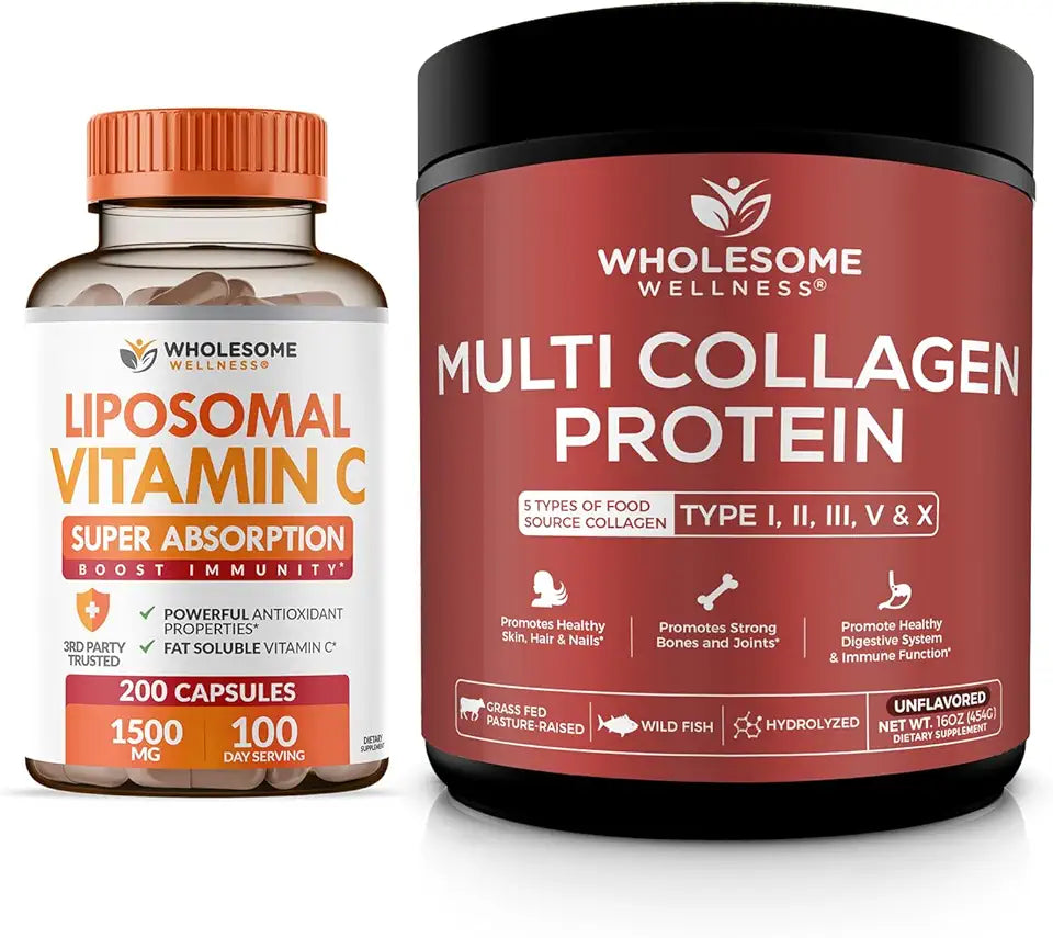 Vitamin C Capsules + Multi Collagen Protein Powder Hydrolyzed Bundle L946