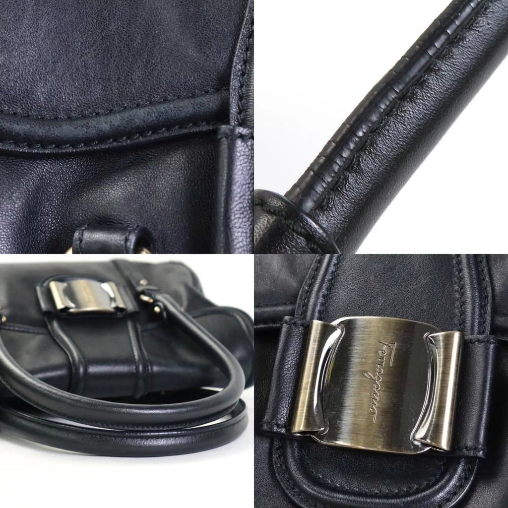 Pre-Owned Black Leather Handbag R912656