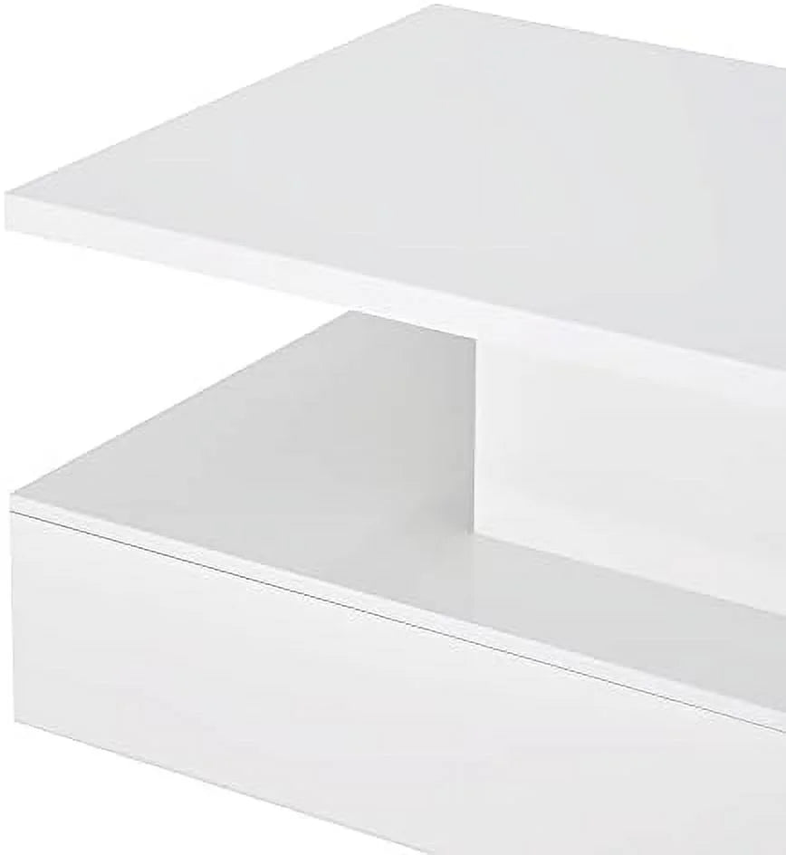 White LED Coffee Table with Drawers S651
