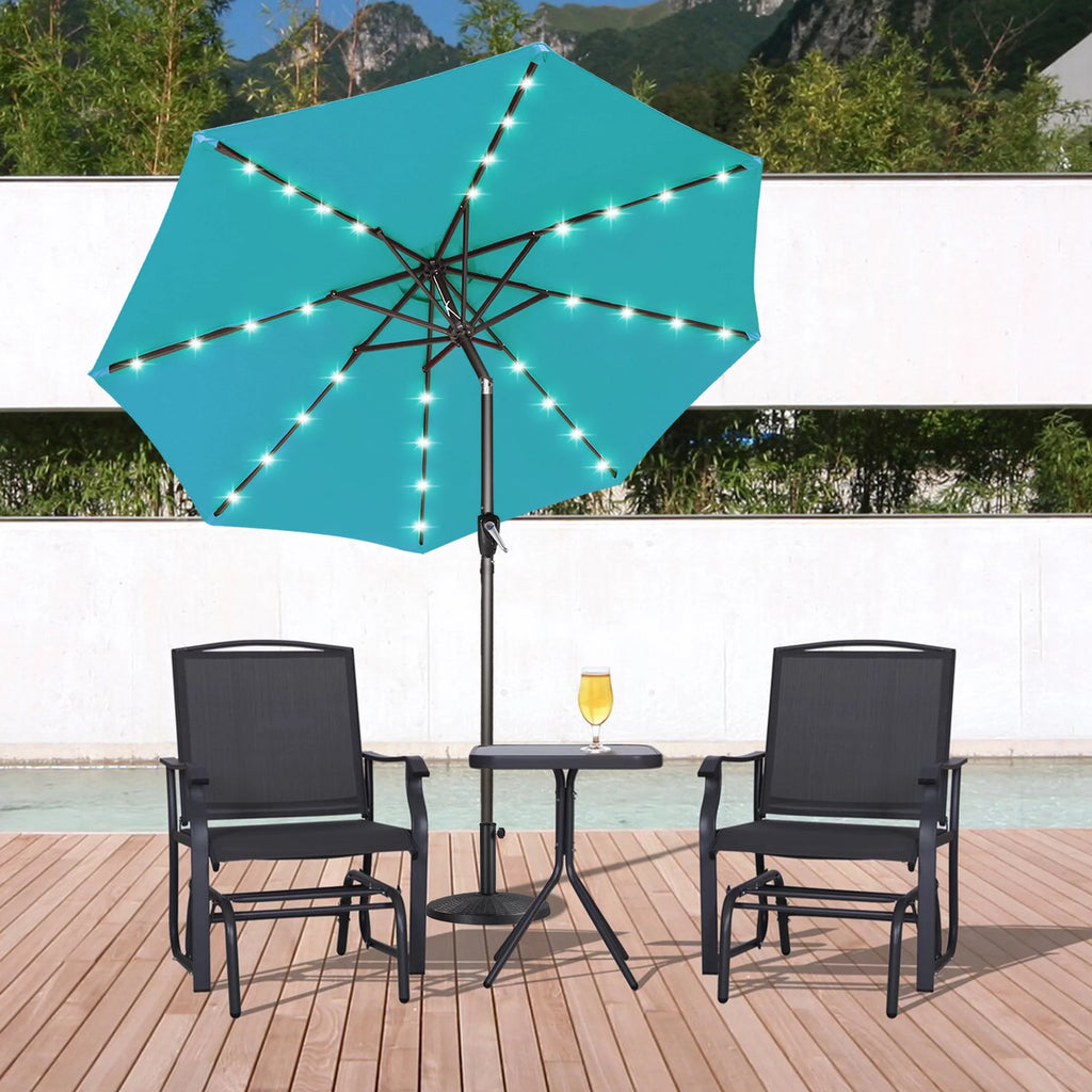 10.5ft Solar LED Patio Umbrella with Tilt and Crank T821