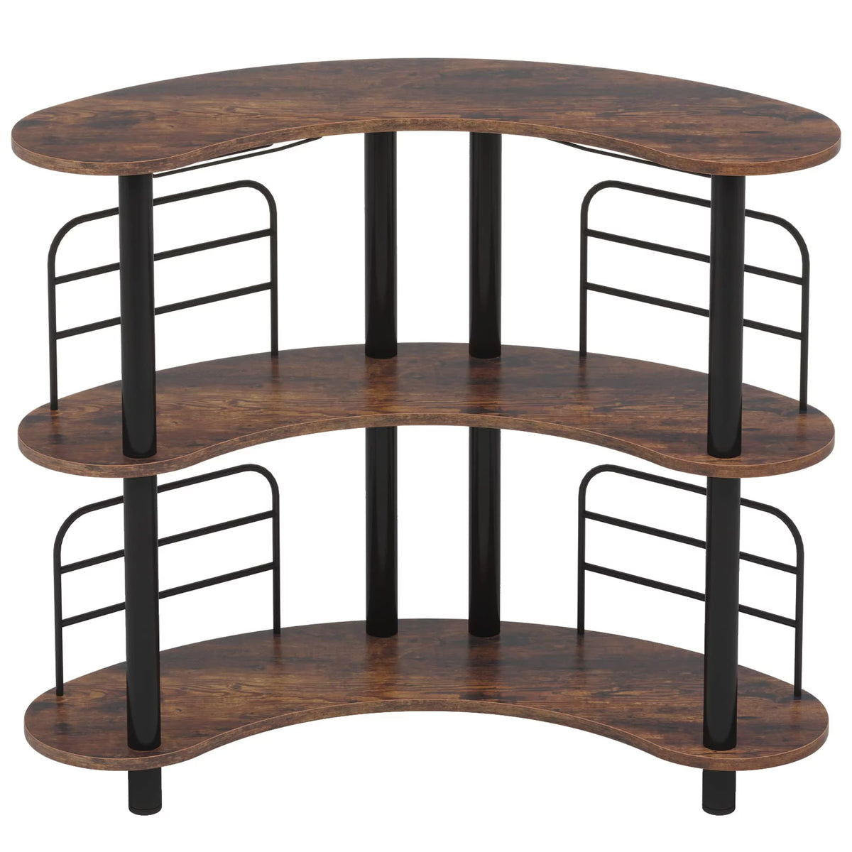Rustic Brown 3 Tier Wine Bar Cabinet with Storage Shelves A379607