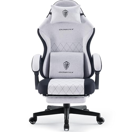 Beige Fabric Ergonomic Gaming Chair with Footrest X497087