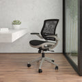 Mid-Back Transparent Black Mesh Executive Swivel Office Chair with Flip-Up Arms X756338