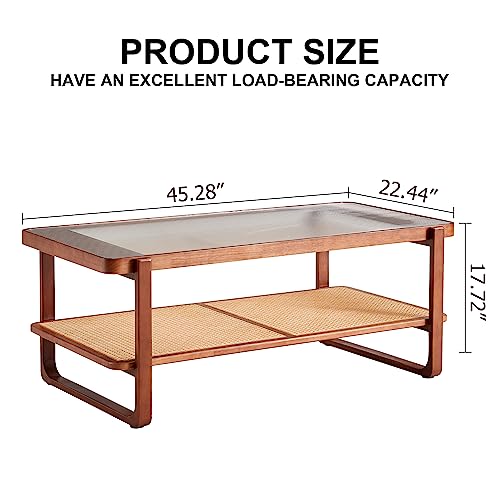 Rattan Coffee Table with Tempered Glass Top W85795