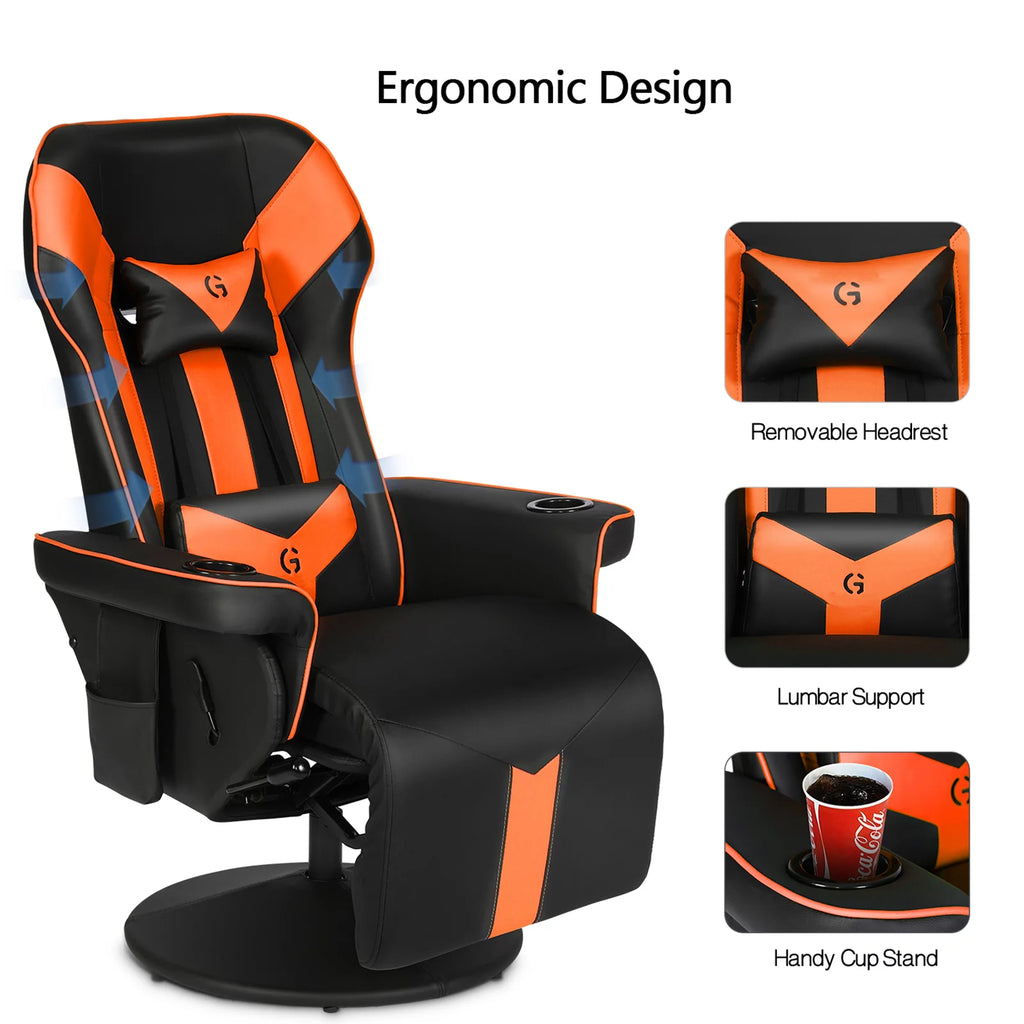 Black Orange Ergonomic Gaming Chair with Footrest S22915