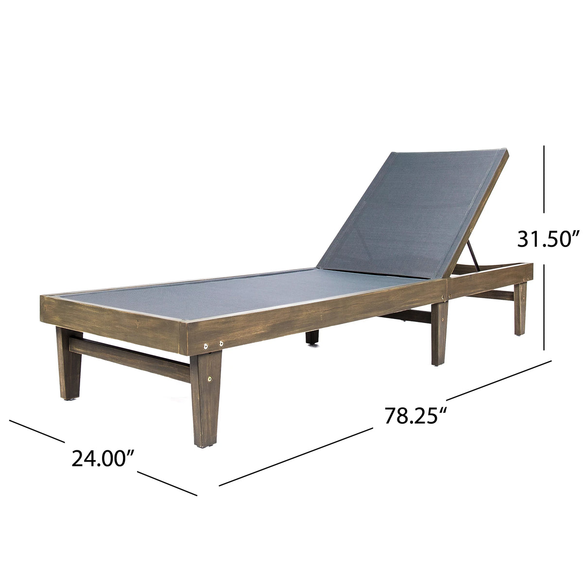 Gray Acacia Wood Mesh Chaise Lounge Y138596