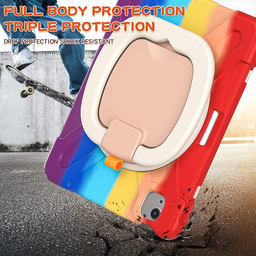iPad Case with Rotatable Stand Shoulder Strap Pencil Holder Shockproof Silicone D967