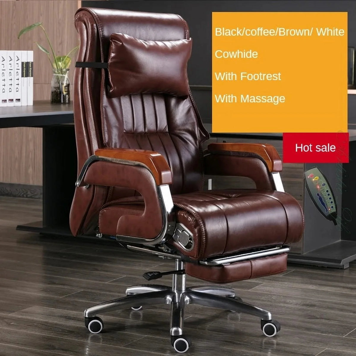 Cowhide Reclining Massage Office Chair Z53123