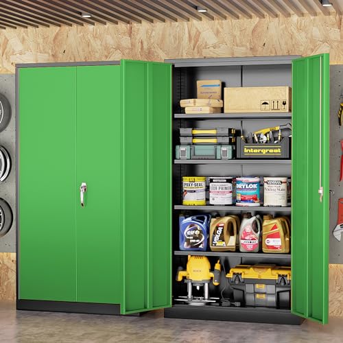 72” Black Metal Storage Cabinet with Doors and Shelves J766944